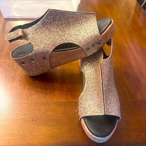 Glittery Gold Women's Wedge Sandals